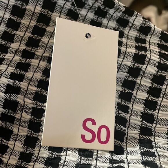 SO Girls Smocked Buffalo Plaid Sun Dress Size Small Black White NWT - Picture 7 of 7